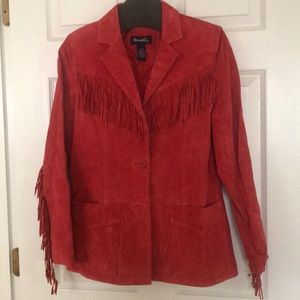 Red suede fringe jacket